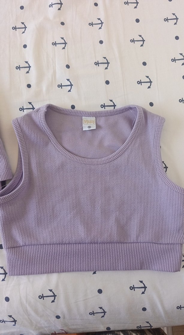 Mor Fit Kesim Kız Şort ve Crop Top Takım - Görsel 3