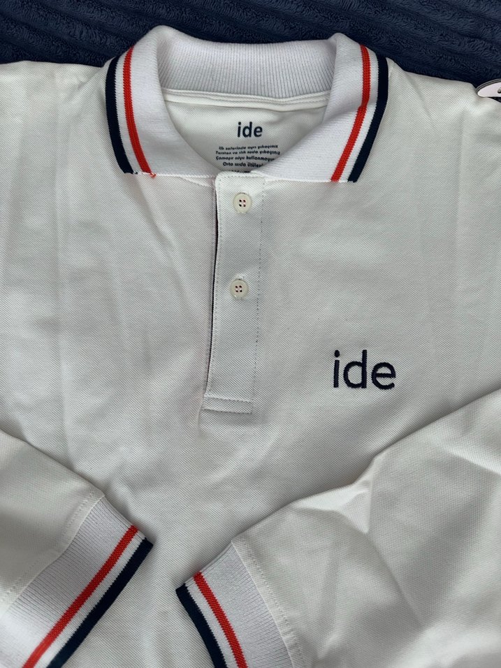 İde okulları Uzun Kollu Beyaz Polo Tişört - Görsel 3