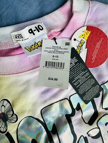 9 Yaş Beden Yurtdısından orijinal Pokemon sweatshirt