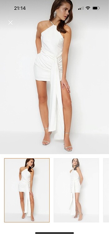 Beyaz Renk Kısa Elbise - Görsel 2