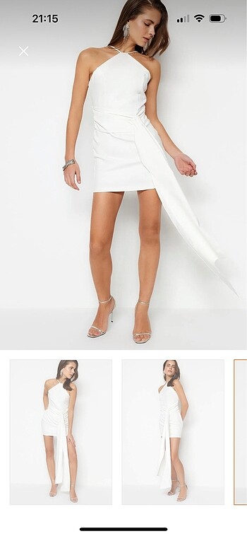 Beyaz Renk Kısa Elbise - Görsel 3