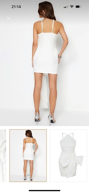 Beyaz Renk Kısa Elbise - Görsel 4