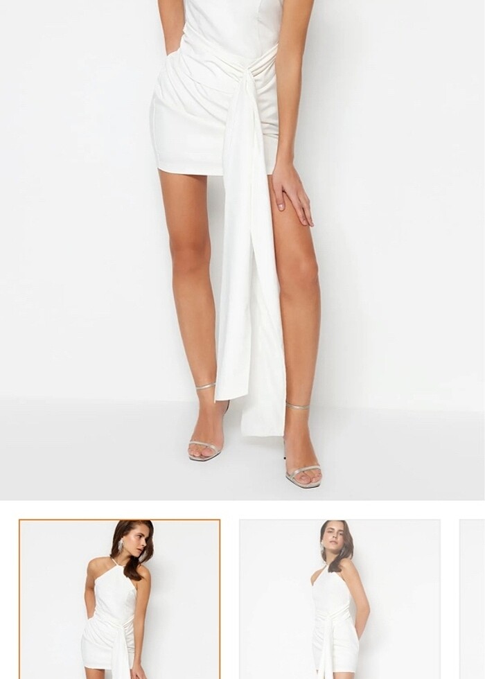 Beyaz Renk Kısa Elbise - Görsel 2