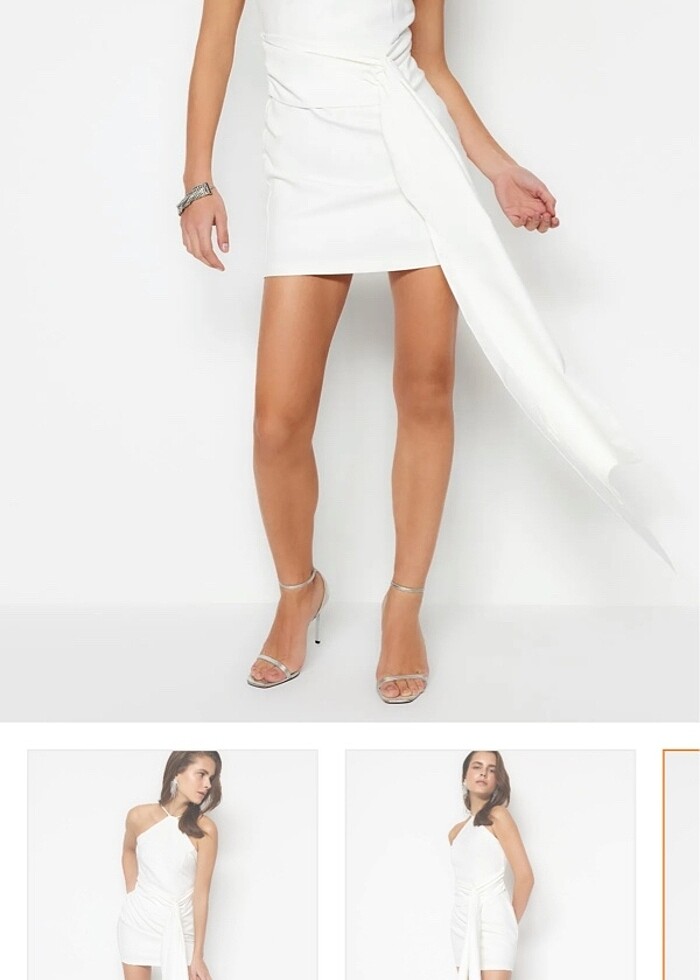 Beyaz Renk Kısa Elbise - Görsel 3