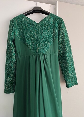 Şifon abiye zümrüt yesili - Görsel 5