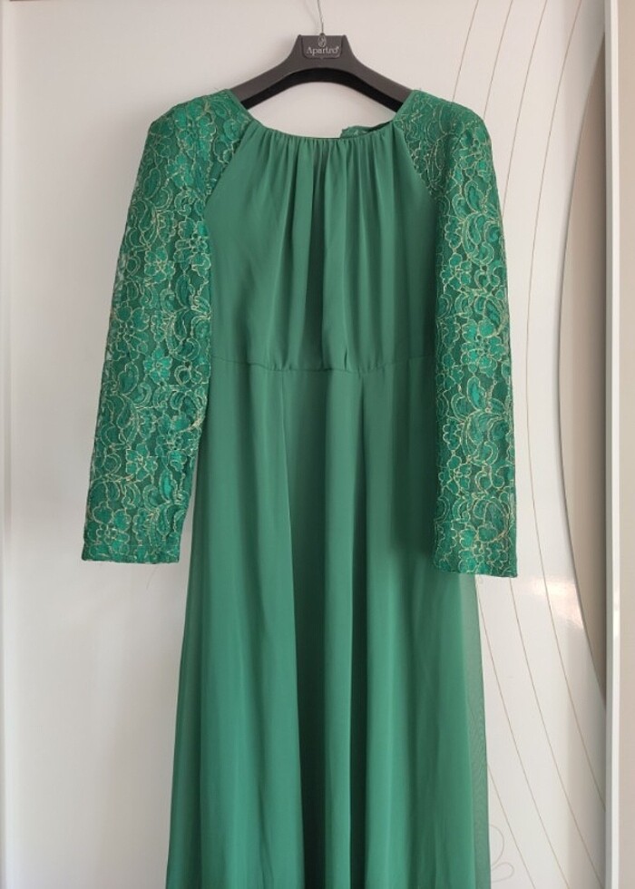 Şifon abiye zümrüt yesili - Görsel 2