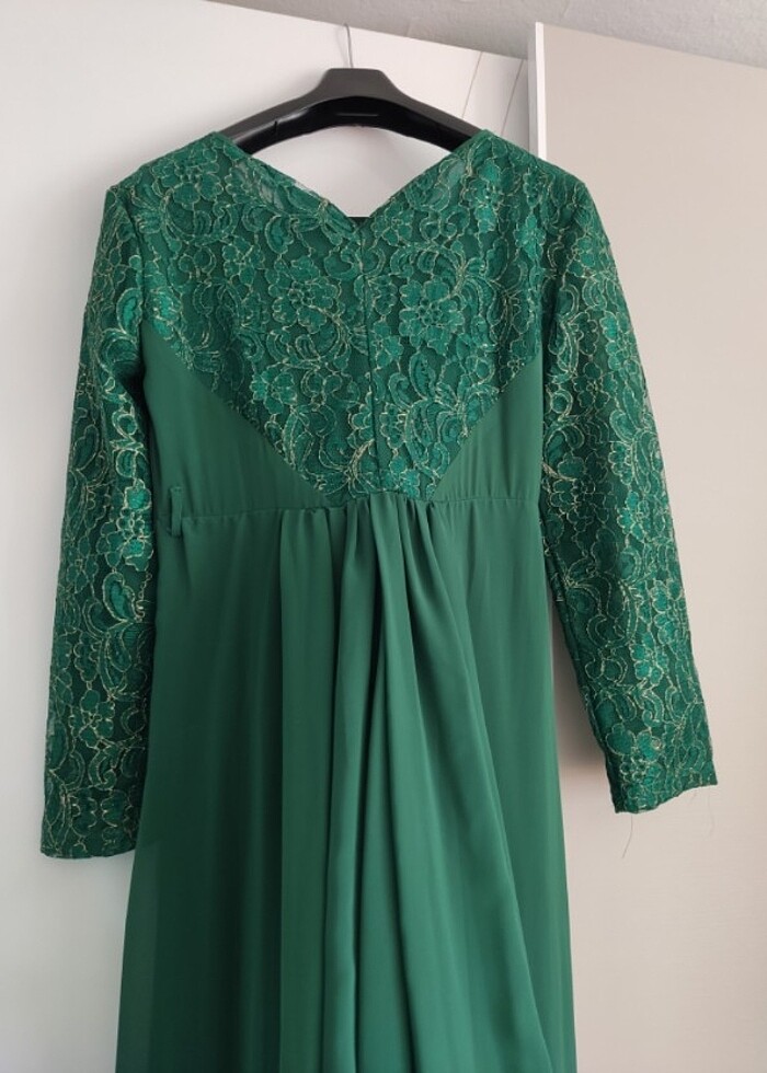 Şifon abiye zümrüt yesili - Görsel 3