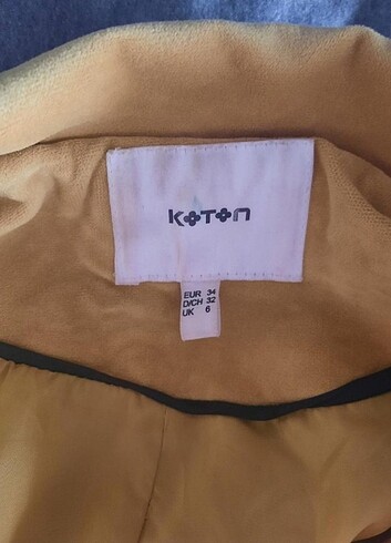 34 Beden Koton Hardal Sarısı Kaban