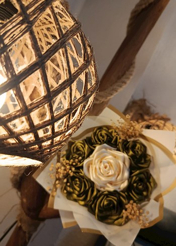 Beyaz Kurdeleli Bohem Gelin Buketi - Görsel 2