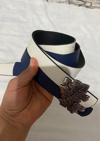 Kadın Mavi Deri Kemer Yaprak Tokalı - Görsel 3