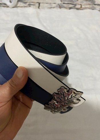 Kadın Mavi Deri Kemer Yaprak Tokalı - Görsel 8