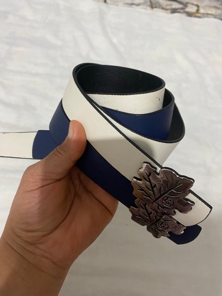 Kadın Mavi Deri Kemer Yaprak Tokalı - Görsel 3