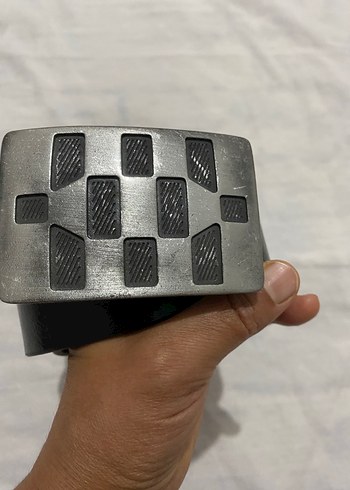 American Vintage Gri Erkek Kemer Siyah Detayli Metal Tokali