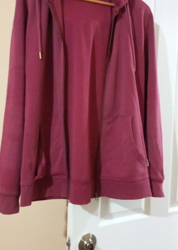 Bordo Kapüşonlu Fermuarlı Kadın erkek Sweatshirt