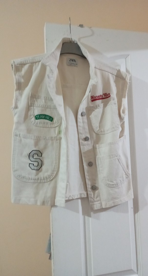 Kız erkek Çocuk Düğmeli kot Pamuk Yelek - Görsel 2