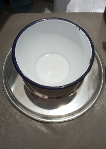 antika çinko kase Beyaz Çiçek Desenli Kase - Görsel 3