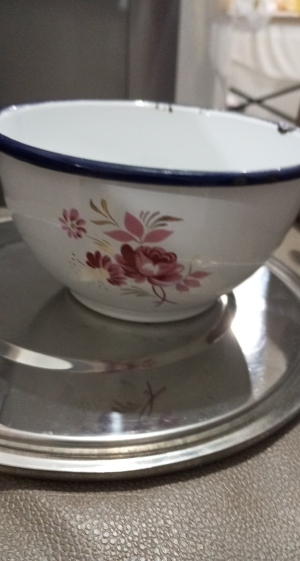 antika çinko kase Beyaz Çiçek Desenli Kase - Görsel 4