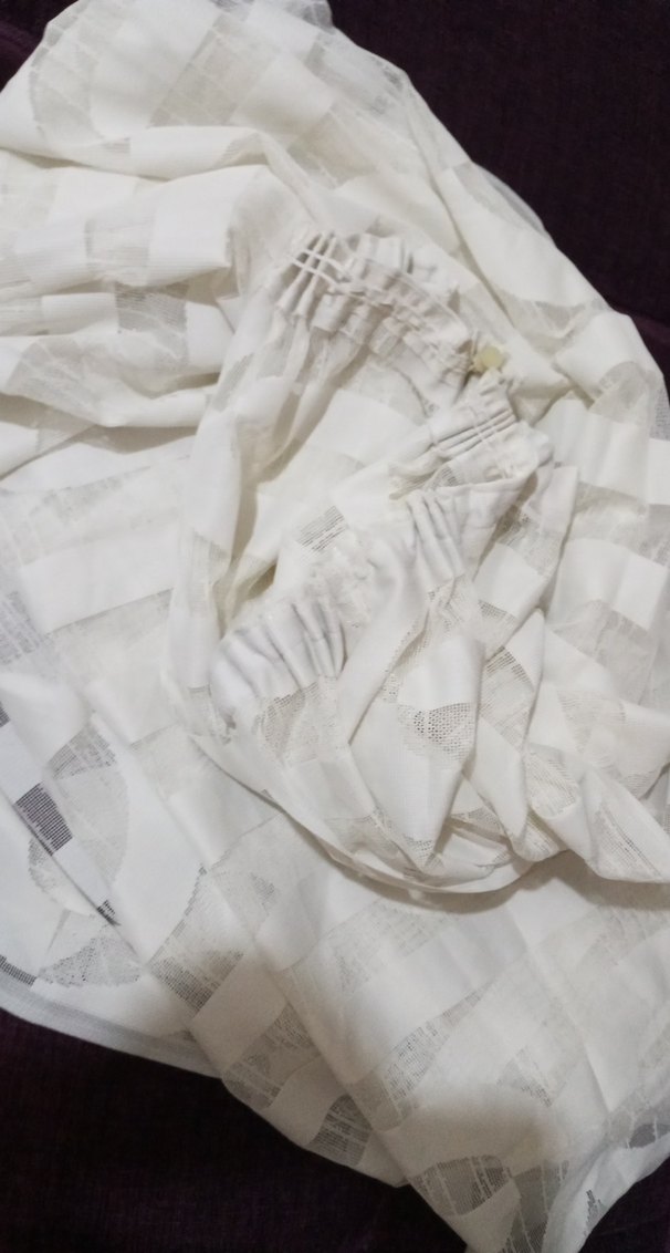 Bohem Beyaz Desensiz pileli uzun boy Perde - Görsel 3