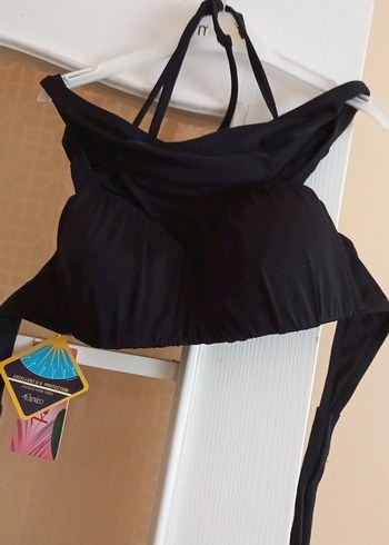 Siyah Drapeli Strappy Bikini Üstü koyu siyah sıfır ürün - Görsel 2