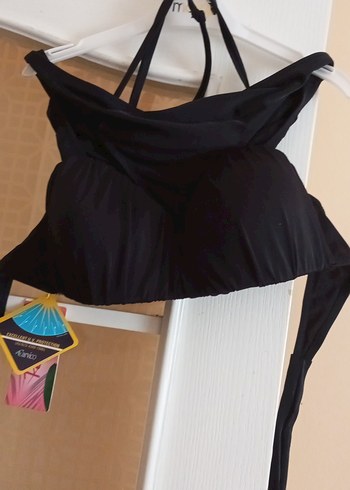 Siyah Drapeli Strappy Bikini Üstü koyu siyah sıfır ürün - Görsel 3