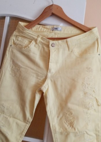 Sarı Midi Boyfriend Denim Pantolon - Görsel 2