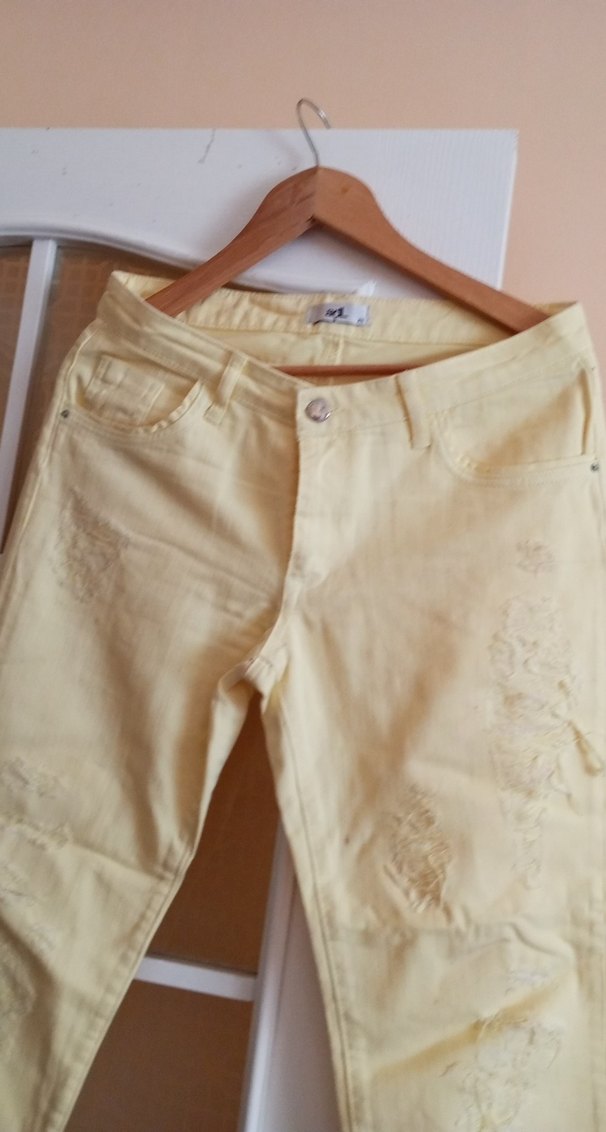 Sarı Midi Boyfriend Denim Pantolon - Görsel 2