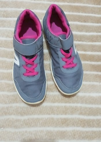 Kız Çocuk Gri-Pembe Cırtlı Spor Ayakkabı - Görsel 3