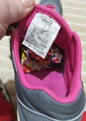 Kız Çocuk Gri-Pembe Cırtlı Spor Ayakkabı - Görsel 5