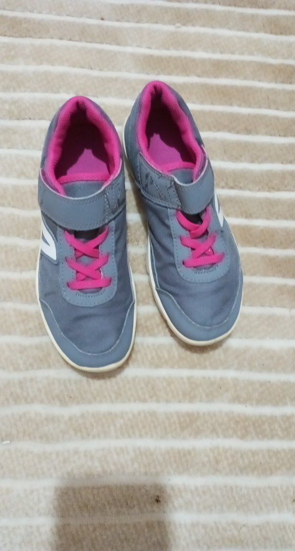 Kız Çocuk Gri-Pembe Cırtlı Spor Ayakkabı - Görsel 3