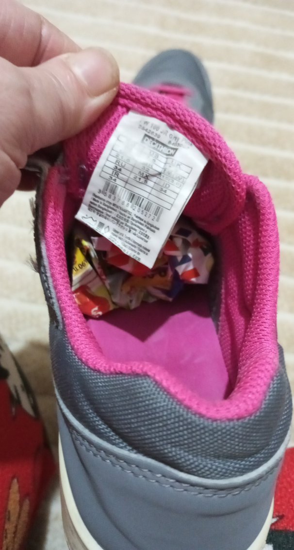 Kız Çocuk Gri-Pembe Cırtlı Spor Ayakkabı - Görsel 5