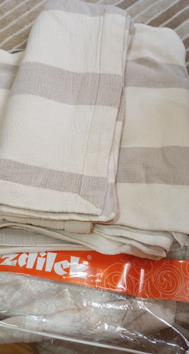 Bej Çizgili Düz koton pike çift kişilik battal boy takım - Görsel 5