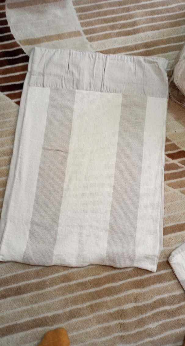 Bej Çizgili Düz koton pike çift kişilik battal boy takım - Görsel 3