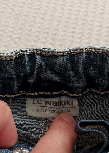 8 Yaş Beden Gri Mavi Fırfırlı Denim Pantolon