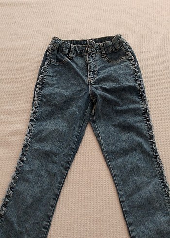 LC Waikiki Gri Mavi Fırfırlı Denim Pantolon