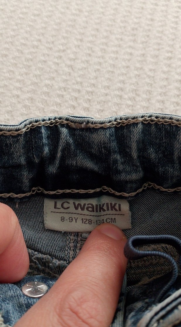 Gri Mavi Fırfırlı Denim Pantolon - Görsel 3