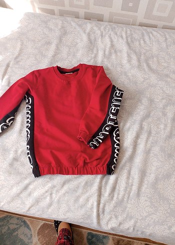 Kırmızı Nakışlı Erkek Çocuk Sweatshirt - Görsel 2
