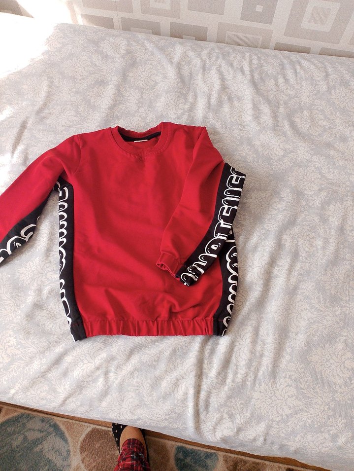 Kırmızı Nakışlı Erkek Çocuk Sweatshirt - Görsel 2