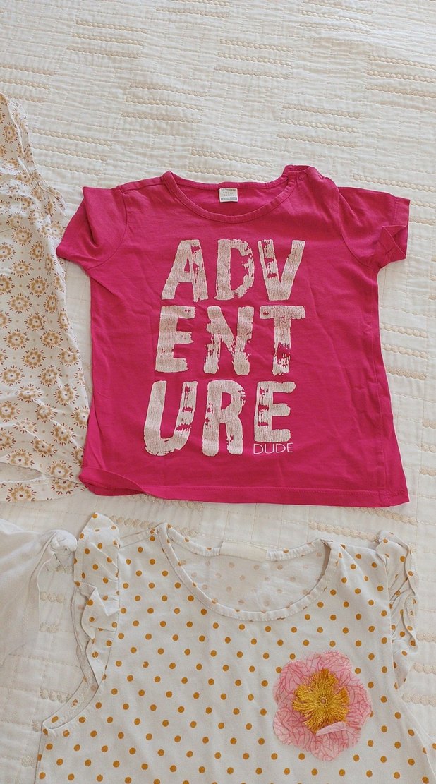 Pembe Dantel Detaylı Kız Tişörtü - Görsel 5