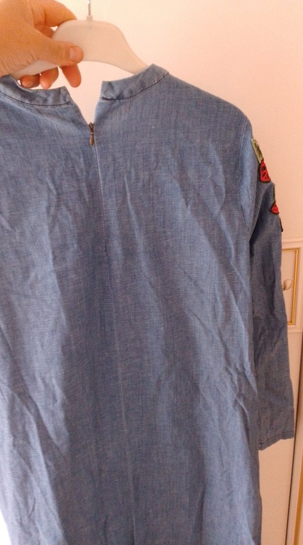 Nakışlı Uzun Kol Denim Bohem Elbise - Görsel 4