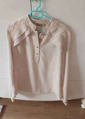 Bej Düğmeli Bohem Pamuklu Kadın Gömlek - Görsel 2