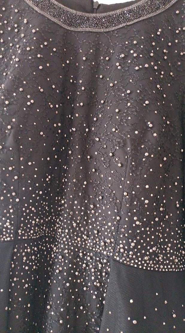 Siyah Uzun Kollu Payetli Gotik Abiye Elbise - Görsel 5