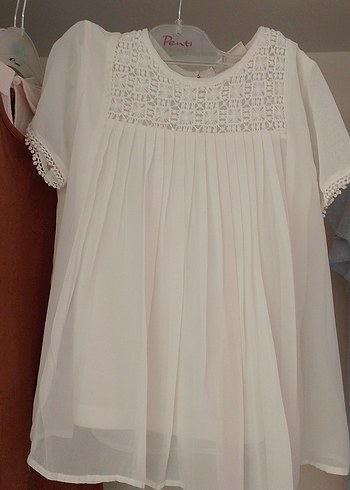 Beyaz Dantelli Kız Bluzu - Görsel 2