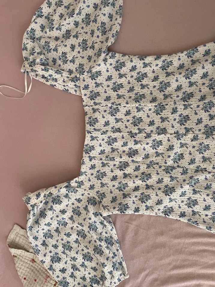 Beyaz  Desenli Mini Elbise - Görsel 2