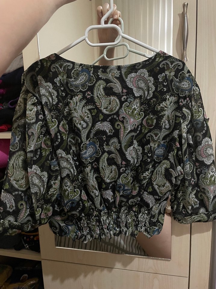 Bohem V Yaka Desenli  Bluz - Görsel 2