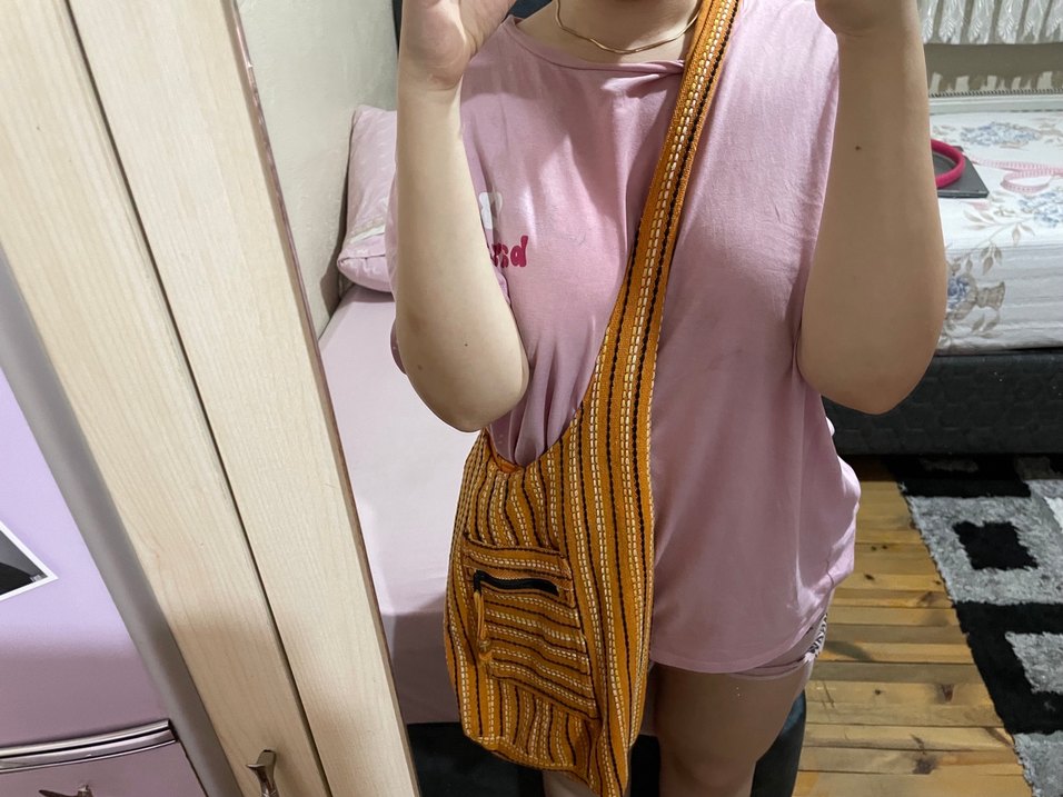 Sarı Nakışlı Bohem Kadın Çapraz vintage Çanta - Görsel 4