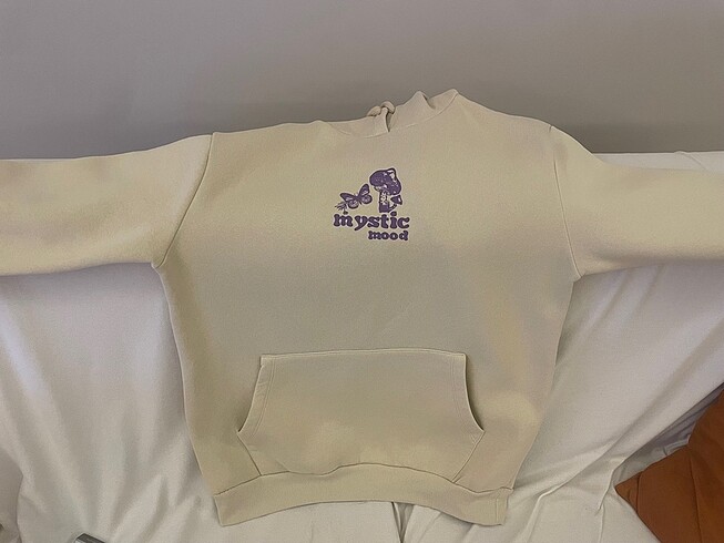 Koton Koton sweatshirt şardonlu kalın oversize geniş kalıptır krem ren
