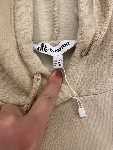 xs Beden ten rengi Renk Koton sweatshirt şardonlu kalın oversize geniş kalıptır krem ren