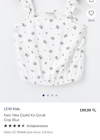 Kare Yaka Çiçekli Kız Çocuk Crop Bluz