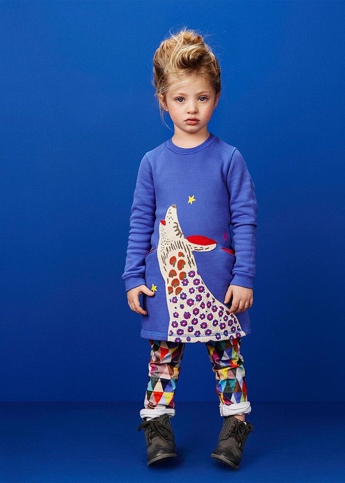 Mavi Desenli Sweat Elbise - Görsel 2