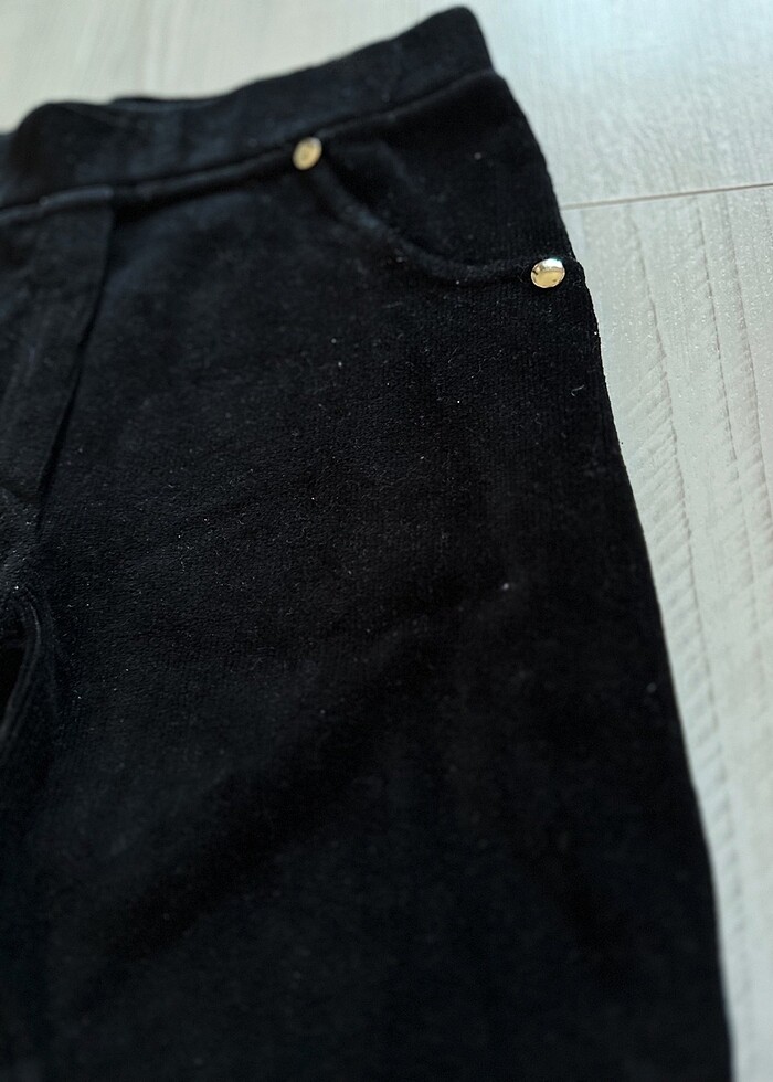 Siyah Kadife Tayt Pantolon - Görsel 4